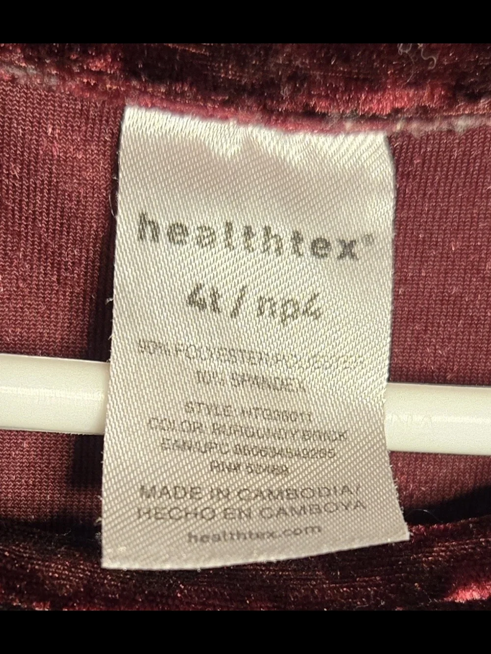 healthtex Velvet Long-Sleeve Dress in Burgundy